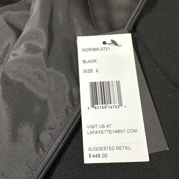 NWT Lafayette 148 Virgin Wool Black Mini Shift Dress, Size 2 - Picture 6 of 11